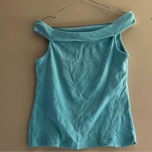 Y2K Off-Shoulder Blue Tank Top
